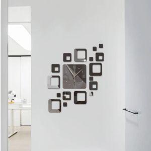 horloge murale décorative 3D à effet miroir