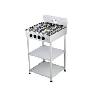 Cuisinière à Gaz Avec Etagère - 4 Feux - INOX