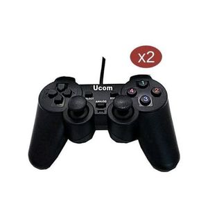 UCOM Deux Manettes De Jeux USB Pour PC Avec Systèmes De Vibrations - Noir