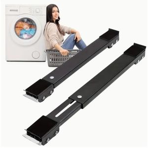 Support Mobile Télescopique Long 2 Pièces - Compatible Machine Laver / Réfrigérateur - NOIR