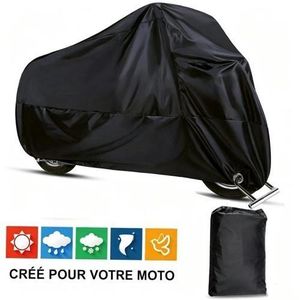 Housse de protection de moto taille XXL imperméable à l'eau et au soleil protection contre la poussière housse de voiture - noir