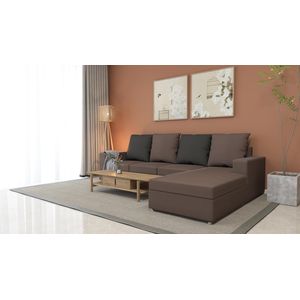 RICHBOND SALON ZEN EN L VERSION GAUCHE COULEUR MARRON TISSE 