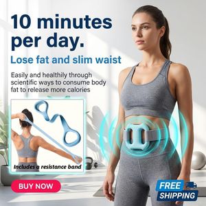 Masseur multifonction à double anneau pour brûler les graisses et se détendre,Rouleau électrique pour fascias + ceinture réglable et bande de résistance pour yoga offerte – Bleu