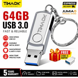 Timack Clés USB3.0 Métal 64GB Clé USB Portable Clé USB Étanche Mémoire USB Flash Disk