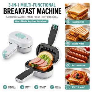 Mini-appareil à petit-déjeuner - Machine à sandwich multifonction pour toasts, gaufres et plus encore