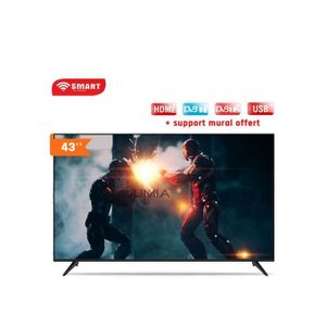 SMART TECHNOLOGY Led Tv Dvbt2/S2/Support 43" + Support Mural Offert (Stt-5143A) - Décodeur Intégré/ Noir