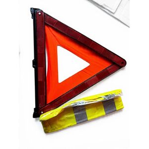 Kit de Sécurité Routière- Triangle de Signalisation Pliable + Gilet Haute Visibilité Fluorescent.