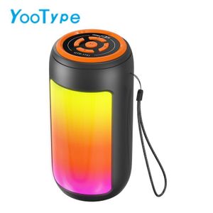 YooType Enceinte Portable Bluetooth BT, Lumières Multicolores, Radio FM Lecture USB TF, Soirée Extérieur, Noir