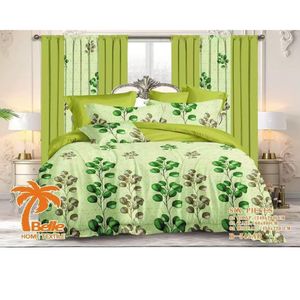 Belle Lot Complet : 2 Draps + 2 Taies + 2 Rideaux – Design Élégant et Confort Assuré