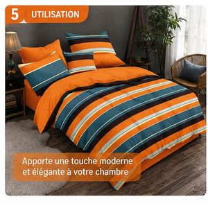 Belle Parure de Lit 4 Pièces 3 Places – 2 Draps 260×240 cm + 2 Taies 80×60 cm