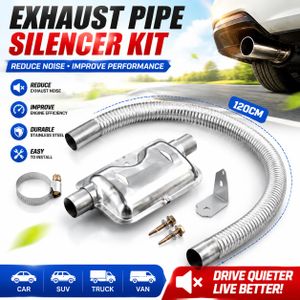 Tuyau d'échappement en acier inoxydable avec silencieux pour chauffages di-esel automobiles, diamètre intérieur 2,54 cm, longueur 120 cm, durable pour les générateurs et les tuyaux d'échappement de véhicules.
