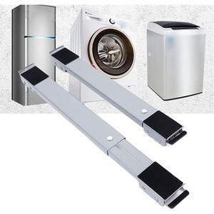 Support Mobile Télescopique Long 2 Pièces - Compatible Machine Laver / Réfrigérateur - Blanc