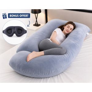 Oreiller de maternité en forme de U + Masque de Sommeil Ergonomique Offert - 155x75x60cm