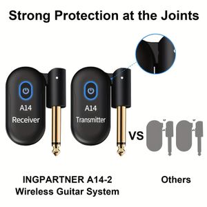Système sans fil pour guitare 2,4 GHz (émetteur et récepteur) – Rechargeable, format compact, émetteur audio double mode