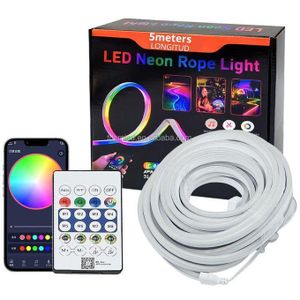 Ruban LED Néon Flexible RGB 5 Mètres - Cordon Lumineux Intelligent Connecté (Application Smartphone & Télécommande) - Effet Néon Continu Étanche IP66 pour Chambre, Salon, Bar et Déco Gaming