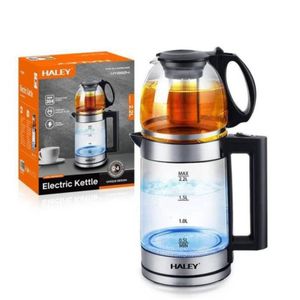 HALEY Bouilloire Électrique en Verre 2.2L avec Infuseur à Thé – Chauffage Rapide