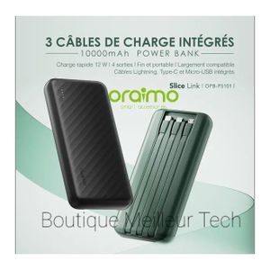 Oraimo Power Bank Oraimo Slice Link 10000mAh Noir - Charge Rapide 12w