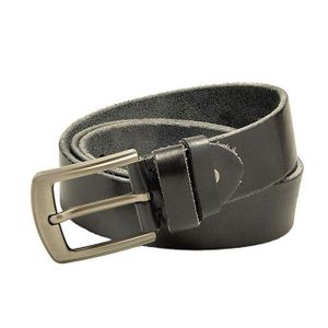 Ceinture en cuir noir pour hommes 3,8 cm, cuir de vache véritable, pour tenue habillée ou décontractée avec boucle à ardillon