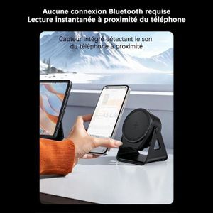 Support de Téléphone pour Haut-parleur Bluetooth, Haut-parleur à Induction sans Fil avec Connexion Bluetooth 5.3, Support de Téléphone Réglable, Lumière LED, Lumière D'ambiance ( Couleur dépend du Stock disponible )