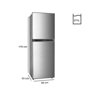 Nasco Réfrigérateur Combiné Avec Clé - Knasd2-400 - 211 Litres - 5 Tiroirs - Gris
