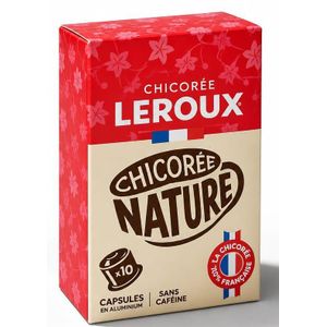 Café chicorée  LEROUX, chicorée NATURE 10 capsules pour appareil Nespresso. Import France