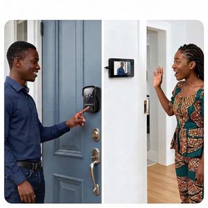 Sonnette Vidéo Intelligente avec Écran LCD – Interphone Visuel Sans Fil, Caméra Extérieure Haute Définition, Vision Nocturne et Kit de Fixation Inclus