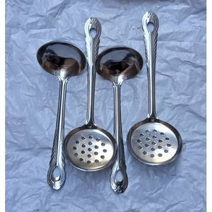 Inox Ensemble Louche + Écumoire De Cuisine 4 Pieces - Inox
