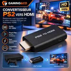 Adaptateur Convertisseur PS2 vers HDMI - G300 - Sortie Audio & Vidéo HD Pour Console PlayStation 2 & Écran Smart TV