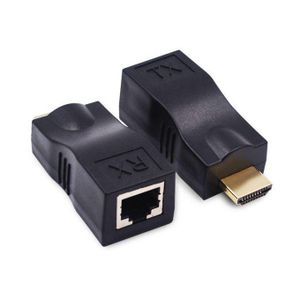 Adaptateur RJ45 HDMI CAT-6/6E Extendeur RJ45 ver HDMI - Prise en Charge de l'Affichage HDTV 2K 4K, Distance d'Application Jusqu'à 30 m, Ne Prend Pas en Charge Le Protocole HDCP
