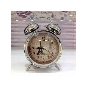 Horloge de table - Réveil classique avec deux cloches - argenté 