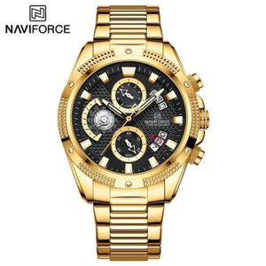 Naviforce Montre Homme De Luxe à Quartz Avec Double Affichage, En Acier Inoxydable, Très Tendance, Idéal Pour Le Business Nouvelle Collection NF8021 BN