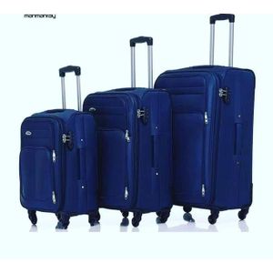 Ensemble De 3 Valises En Tissu Durable - BLEUE Classique