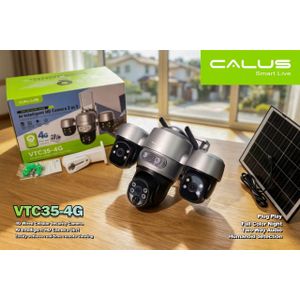 CALUS Caméra de surveillance Avec panneau solaire Avec 3 PTZ et 3 Objectif qui prend Puce VTC35 4G