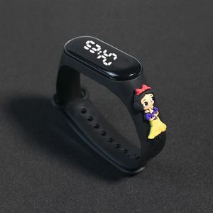 Montre électronique pour enfants bracelet étudiant LED dessin animé princesse - Noir