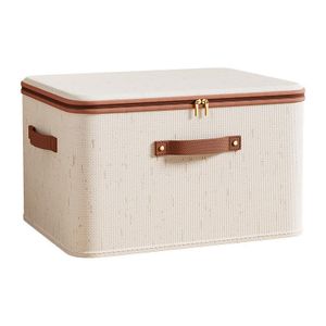 Boîte de rangement avec couvercle zippé, organisateur de vêtements pliable de 15 litres
