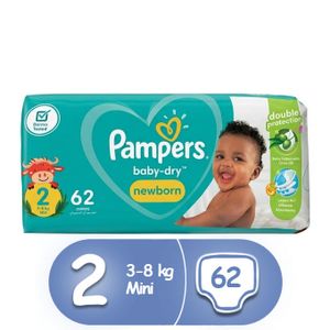 Pampers Baby Dry Taille 2 (3 À 8 Kg) Pampers 62 Couches