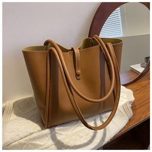 Sac fourre-tout minimaliste uni, grand sac à bandoulière pour femme, cuir doux, polyvalent pour le travail