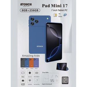 Atouch Tablette éducative avec clavier et double emplacement SIM - 8GB RAM / 256GB ROM - Ecran HD 7" - Android 16.0 - 8000 mAh