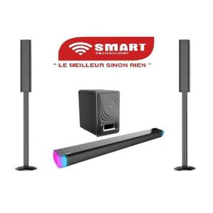 SMART TECHNOLOGY Home Cinéma + Barre De Son TV - STHA-2105E- 1000 W – Tactile Avec modes d'éclairage dynamiques et Télécommande - Caisson de Basses Sans Fil -3 Haut-parleurs – Noir- Garantie 12 Mois