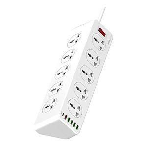 Multiprise, 10 Prises - 5 ports USB et 1 type C 2500W, Rallonge 2M