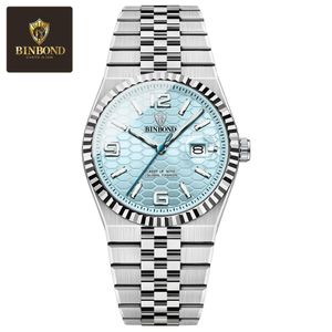 BINBOND Montre Bracelet Homme Moderne avec Cadran Texturé 3D, Aiguilles Luminouses, Étanche 30M - Argent