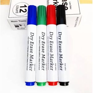 Lot de 12 Marqueur Effaçable à Sec Bleu/ Rouge/ Vert/ Noir pour Tableau.