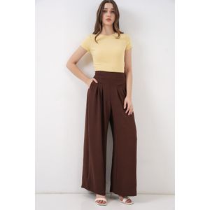 Bigdart Pantalon Plissé à Jambes Larges Pour Femme 6718 - Marron