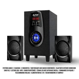 ALiTOP  Woofer Enceinte Bluetooth Portable Haut-Parleur Avec Microphone sans Fil - Noir