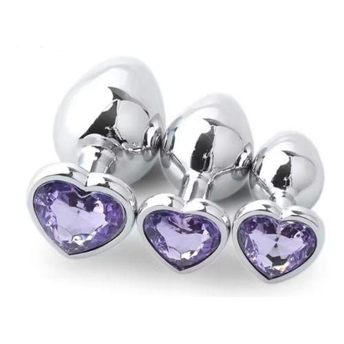Generic Plug Anal Coeur 3 Tailles En Acier Inoxydable Cristal Plug Anal ...