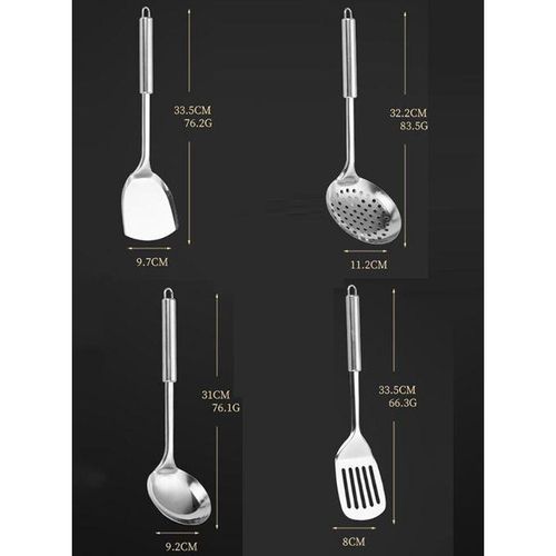 product_image_name-Gm-Ustensiles De Cuisine En Inox - écumoire, Louche, Spatule (4 Pièces)-2