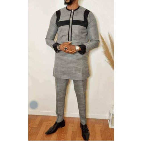 product_image_name-Fashion-Ensemble tunique homme manches longues de couleur grise -1