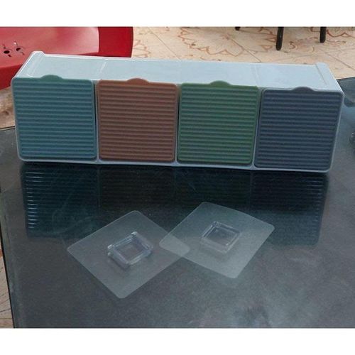 product_image_name-Generic-Agréable Boîte D'assaisonnement Murale à 4 Grilles Avec Cuillère-8