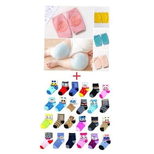 product_image_name-Generic-HD (24 Paires) Chaussette Bébé Fille Et Garçon En Coton Avec 03 Genouillères Bébé-1
