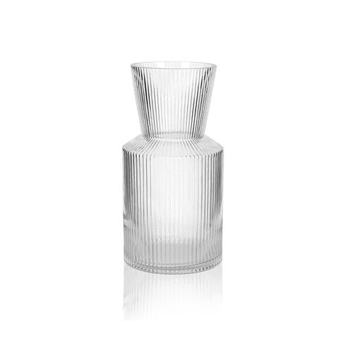 product_image_name-Generic-Vase En Verre 15x30cm Rond 2 Compartiments Motif Traits Transparent-1